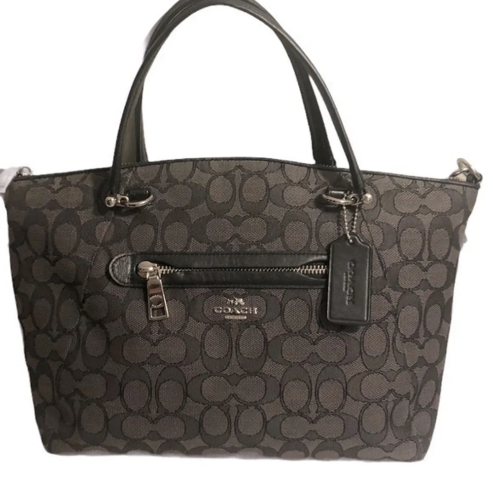 Coach signature Kelsey black gray two way bag